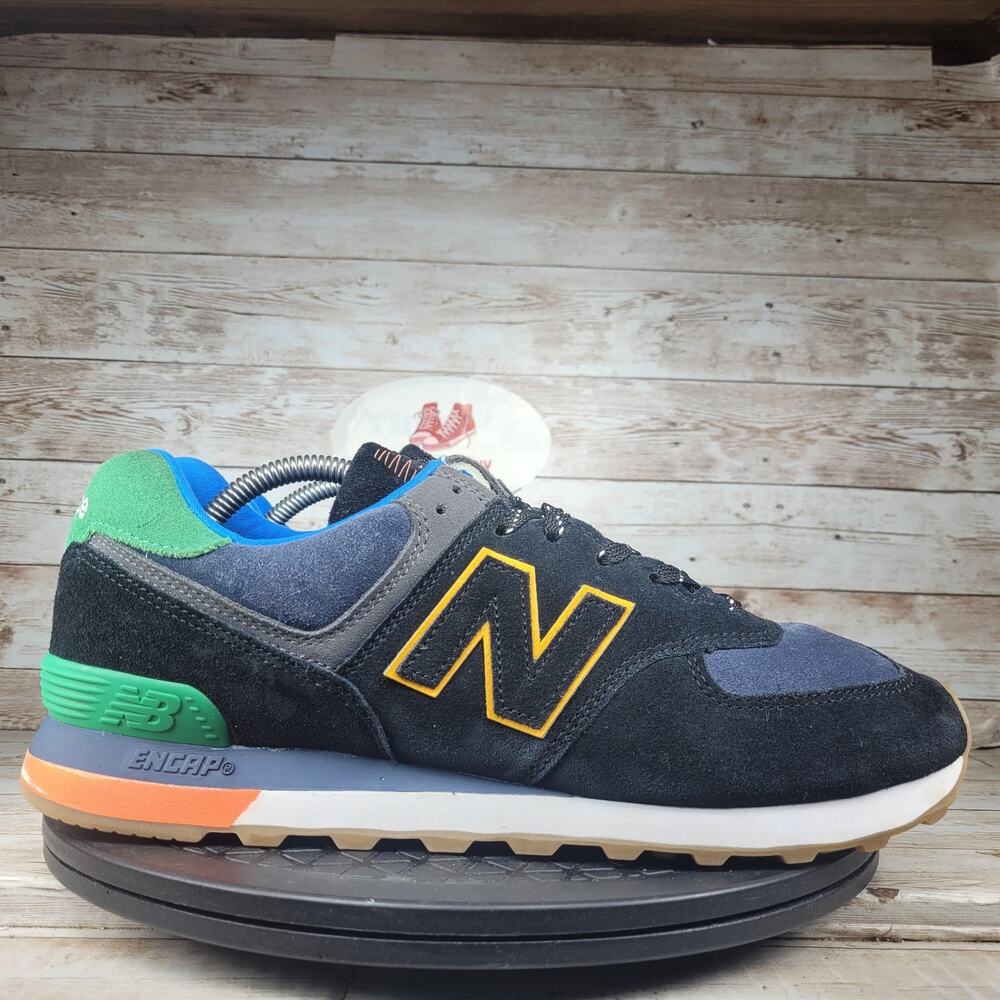 New Balance 574 Men's Size 11 Black Green Athletic Running Training Shoes